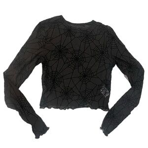 Women’s mesh layering spider cobweb long sleeve shirt size M